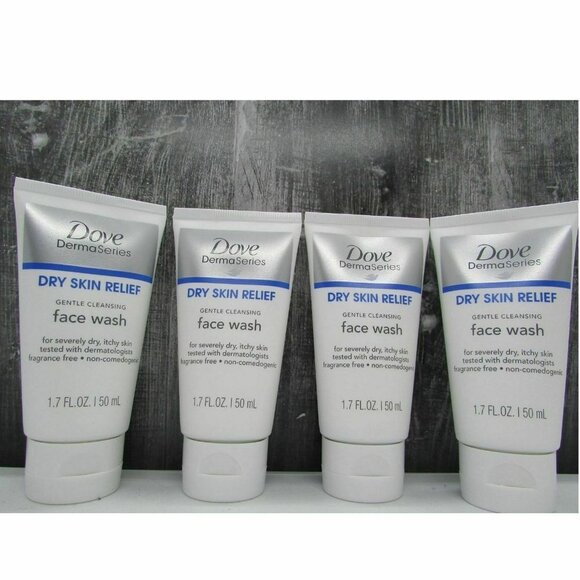 Dove Other - Dove Derma Series Dry Skin Relief Gentle Cleansing Face Wash 1.7oz Lot of 4 NEW